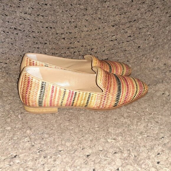 MATTEO BERTONI-Italy-Superb Multicolor Glazed Straw/Leather Flat-Sz 37-Excellent - Picture 4 of 8